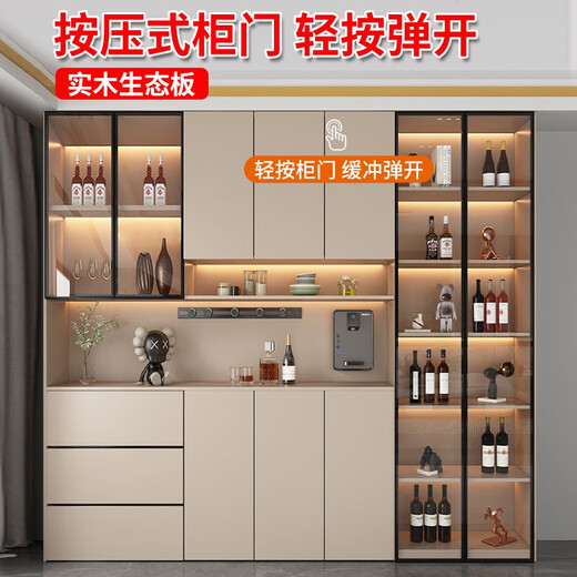 Chivass custom solid wood sideboard integrated with wall modern simple living room cabinet restaurant tea cabinet wine cabinet storage style 12200*40*220 solid wood ecological board (package 6 doors