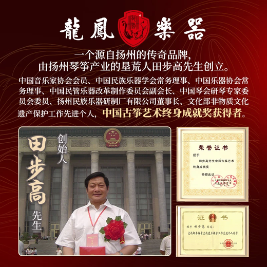 龙凤古筝9856江南水乡镶嵌工艺成人儿童演奏级双弧扬州古筝