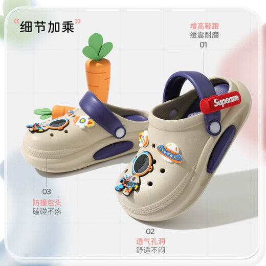 JCZS Deutsche Lochschuhe für Kinder flache Füße Spezielle Unterstützung Eva außerhalb von Lochschuhen für Jungen und Mädchen Sandalen Blau [Space Voyager] 25 -26 Größe [180 Größe Innere Länge 17,5 cm]