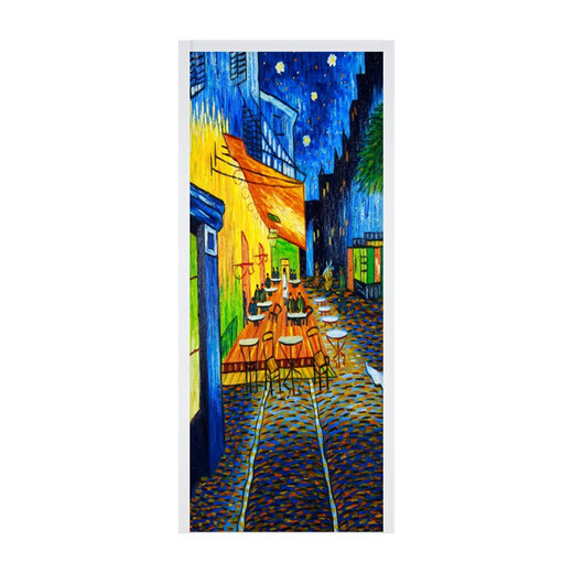 
Van Gogh’s starry sky oil painting famous door stickers renovated self-adhesive whole dormitory wall decorative glass wardrobe door stickers MT-3291 white glue small