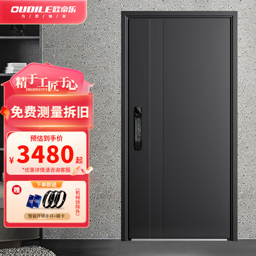 OUDILE 028 modern light luxury Class A anti-theft door entry door + 2050*1050-2150*960 + fully automatic fingerprint lock