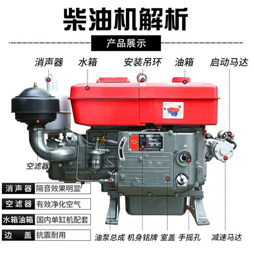 
Wuyang Honda Changzhou diesel engine single cylinder water-cooled 12/15/18 full horsepower engine small tractor agricultural electric start ZS1105M 18 horsepower electric start