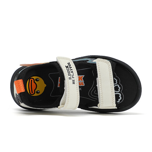 B.Duck little yellow duck children's shoes children's sandals summer open-toed shoes boys and girls lightweight beach shoes 2328 meters black 26