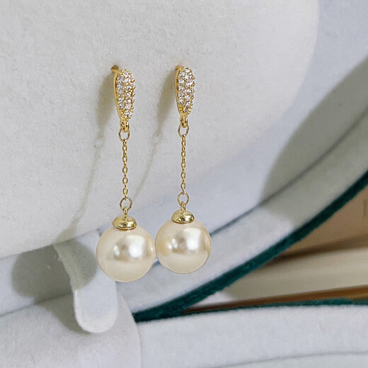 Auspicious God-given long tassel pearl earrings for women sterling silver 2025 new style earrings earrings slimming face earrings long tassel pearl earrings