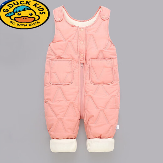 G.DUCKKIDS children's overalls for boys and girls in autumn and winter all-in-one velvet cotton pants for babies with open stalls for children and infants thickened outer trousers bean green plus velvet and thickened - 100