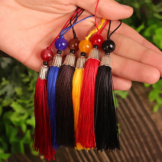 Threaded tower type tassel earrings tassel packaging pendant antique pendant handicraft diy jewelry accessories sky blue