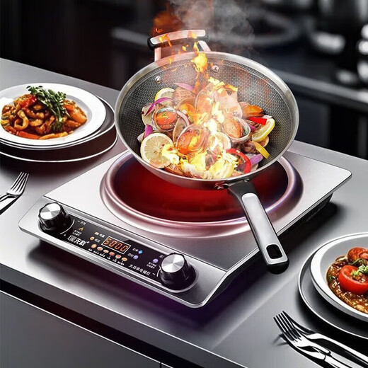 先科新款凹面电磁炉炒菜锅一体全套5000W大功率家用电磁炉专用炒菜锅多功能防水防干烧电磁灶节能省电 基础款：单机【节能省电+猛火爆炒】 长330mm；宽390mm；高85mm