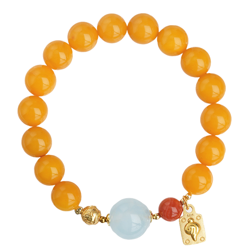Potala Palace Beeswax Bracelet Amber Aquamarine Girls Simple Single Circle Bracelet Tibetan Design Toy Jewelry Birthday Gift Beeswax Aquamarine Bracelet