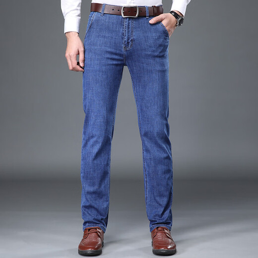 Victorvic Wakedowaki2023 Pantalon décontracté pour hommes du nouveau pantalon masculin d'âge moyen Pantalon droite lâche jeans Pantalon de papa Deep Ladies 3883 34