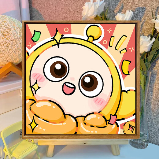 Cute Cartoon Eggman Party Digital Oil Painting DIY Hand Painting Painting Color Filling Acrylic Hand Filling Children's Oil Painting SJ13701 20*20cm Stretched and Thickened Solid Wood Inner Frame Highlight Paint+Canvas+