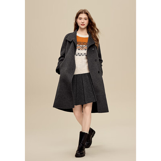 Betu Women's 2025 Winter New Sweater Retro Contrast Color Jacquard Simple Slim Round Neck Top Women 2511T46 Orange M