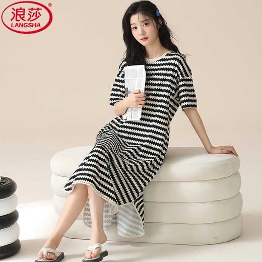 Camiseta Langsha (Langsha) Camiseta para mujeres en verano Color sólido de manga corta Algodón Long Falda delgada de mujeres embarazadas dulces para mujeres en grasas de verano más muebles para el hogar de gran tamaño F-6626 4xl (recomendado 165-190Jin [Jin equivale a 0.5 kg] f] f f.