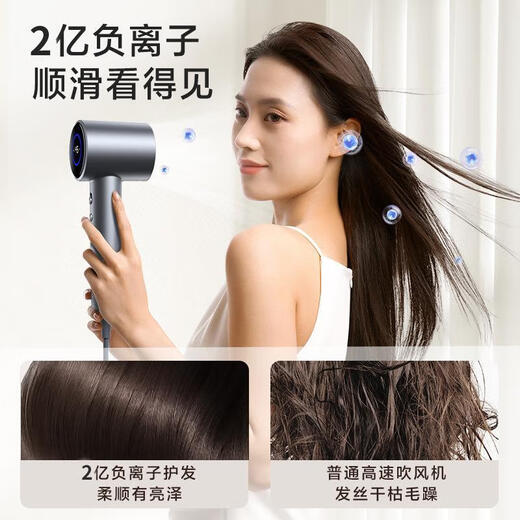 Sawang Germany Hair Dryer Home Silent Negative Ion High Power Non-Hazardous Hair Care Hair Dryer Leafless Hair Dryer Quick-drying Hotel Hair Salon Girlfriend Wife Portable Style Sky Gray Wind Temperature Digital Display Magnetic Air Nozzle