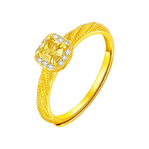 Liuguifu Jewelry Gold Small Sugar Cube Ring Women's Living Ring 1g Pure Gold Pure Gold Ring Jewelry Birthday Gift for Girlfriend and Wife Gold Weight 1.34g Pure Gold Diamond Sugar Cube Ring