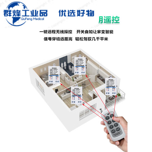 Customized remote control switch wireless remote control 220V one-to-one multi-channel lighting power controller smart light remote control two-to-eight 300W each channel to control 8 channels