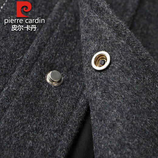 Pierre Cardin Plus Size Men's Woolen Jacket Men's Autumn and Winter Fat Lapel Woolen Jacket Men's Large Size Woolen Coat Black 8XL