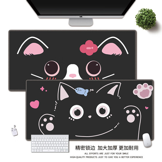 Ruqinlian einfach und niedliches Katzenmaus-Pad Super groß, personalisierte, schmutzige, resistente Arbeiter E-Sport-Computer-Schreibtisch-Pad-Gummi-Kautschuk-Tastaturkissen glatte, verdickte Schlosskanten-Handgelenkskissen können angepasst werden.