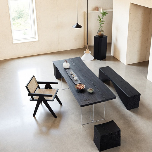 El mágico estilo wasaki muelle de madera sólida bancos de troncos carbonizados B&B Sala de estar Sofá Sofá Varios adornos Tallado de raíz J Style 3884