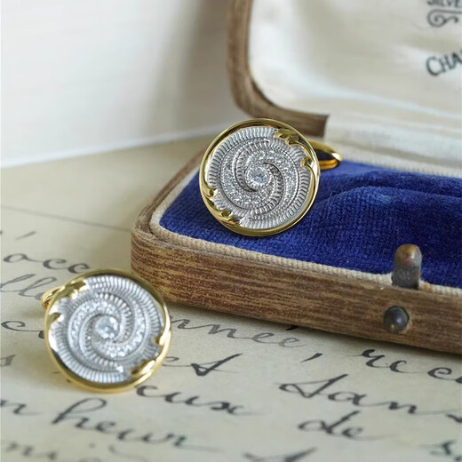 NOSSKISS international luxury brand 925 sterling silver gold-plated French shirt cufflinks men's thick silver texture retro silver