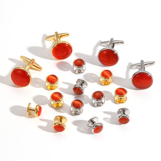 Preferred straight hair cat's eye cufflinks set French cufflinks high-end men's and women's suit shirt buttons men's sleeve nails black + gold 1 piece