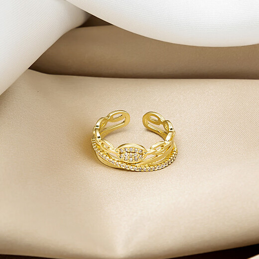 2025 Temperamento que preserva el color, diseño simple, anillo de circón, personalidad de la moda de celebridades de Internet, anillo de diamantes de alta gama para mujer J695-1 oro rosa