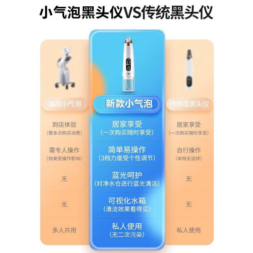 DIKTT Germany blackhead suction instrument cleaner for beauty salons, dedicated for home use with large suction, electric small bubbles, pore cleaning and hydration, sucking out acne and facial blackhead cleaning artifact. Luxurious model + intelligent movement + gentle water suction + second suction of blackheads and acne + oxygen injection and hydration. Fully equipped / 80 million negative ions + 4-level adjustment + more lasting