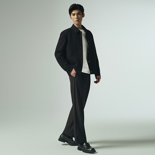 Lilang Heavy Jacket Men's Lapel Textured Jacquard Casual Fashion 25 Autumn Jacket Short Men's G5QJK815