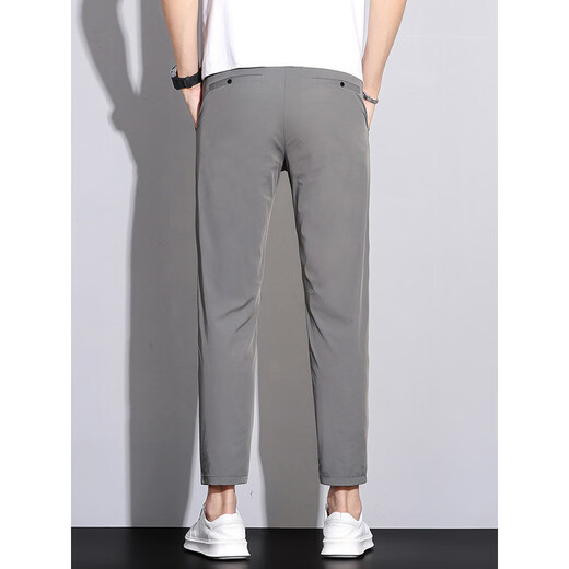 Pantalon de Lee Kids pour hommes et été masculin Couleur solide simple Elastic Business Business Breathable Soft Casual Pants 9902 Black 28 (2 pieds 1) 100jin [Jin est égal à 0,5 kg]