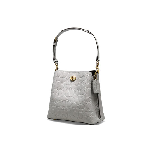 Coach (Coach) Willow Presbyterian geprägtes Litschi -Muster -Leder -Eimer -Bag -Griff Schulter -Cross -Body -Tasche Kleine Dove Grey Basic Pack für Frauen (Bag + Staubbeutel)
