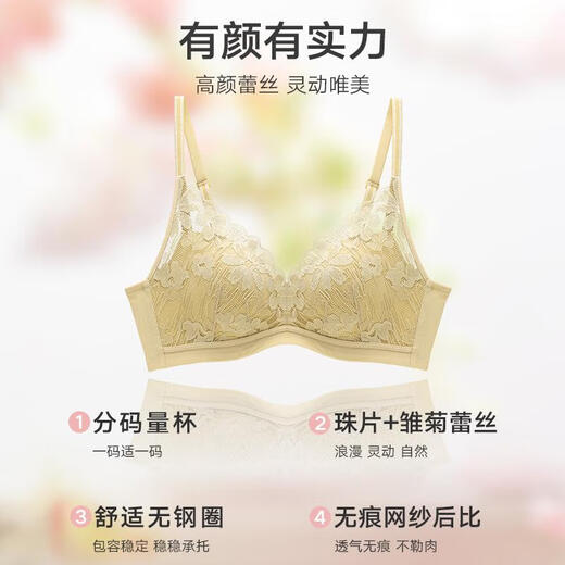 Manifen Flower Sea Roaming Gift Sexy Lace Underwear Set No Wires Small Breast Push-up Seamless Women's Thin Bra Panties Mousse Pink Bra + Panties 75B (34) 160 (Recommended 80-110Jin Jin equals 0.5 kg)