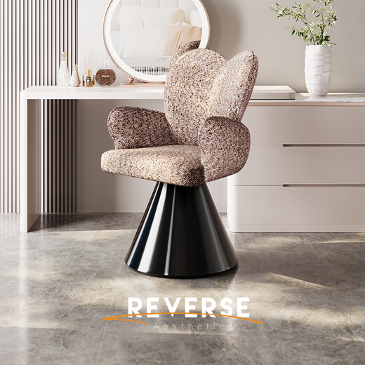 Counterclockwise makeup chair Italian style light luxury high-end dressing table stool girl's bedroom cloakroom nail art chair b383 makeup chair brown pink