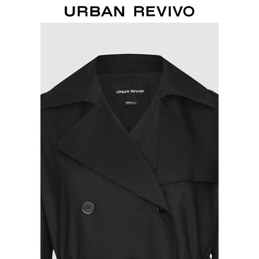 UR2025 Autumn New Women's Clothing Temperamento simple Cadena de viento de estilo Windbreaker UIS150005 Negro S