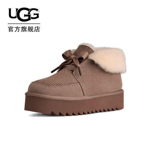 UGG秋季新款女士舒适蝴蝶结厚底可翻折鞋领休闲懒人毛毛鞋1174570 CRBO | 驯鹿色 38