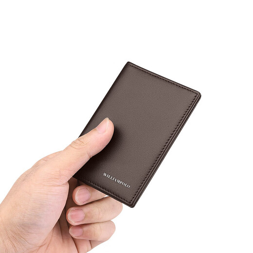 WILLIAMPOLO card bag for men genuine leather card cover driver's license certificate cover wallet access card bag for men, brown lychee pattern