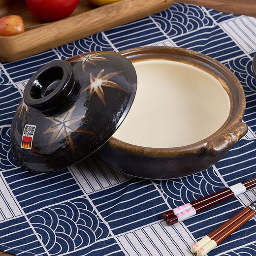 cocostyle original Wangu Shao hand-painted stewed meat Jing Maple Leaf Casserole Wide body earth pot hot pot earth pot number 8 m3892 0ml