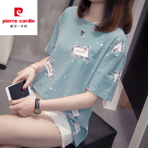 皮尔卡丹2025夏装加大码含棉短袖T恤女胖mm遮肚子宽松显瘦休闲百搭上衣女 6628黄色 L 【90-120斤左右】