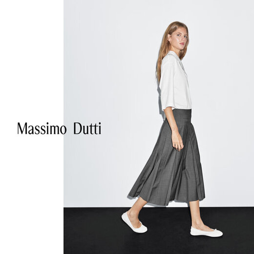 Massimo Dutti autumn new product 20205 women's clothing elegant and high-end simple style box pleated skirt 05257504 dark gray XS (34) (165/62A)