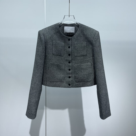 Uhfr Mall ENOS 2025 Spring Sittle Trait Chaqueta corta Mujeres 1047 Negro y Gris S 90-105Jin [Jin equivale a 0.5 kg]