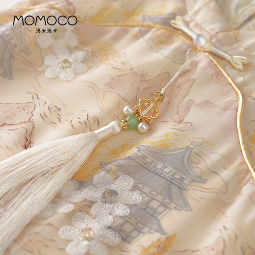 Mamimaca Momoco Kinder-Set Girls Summer New Chinese Style Light Luxus süßer zweiteiler Set 128 Pink 130