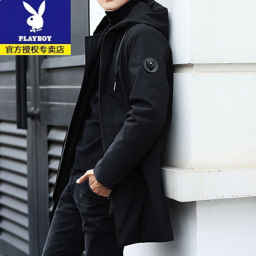 Playboy (PLAYBOY) medium-length thickened windbreaker men's autumn and winter large size plus velvet warm coat plus fattening loose top jacket 1813 winter style plus cotton collection plus purchase priority delivery XL