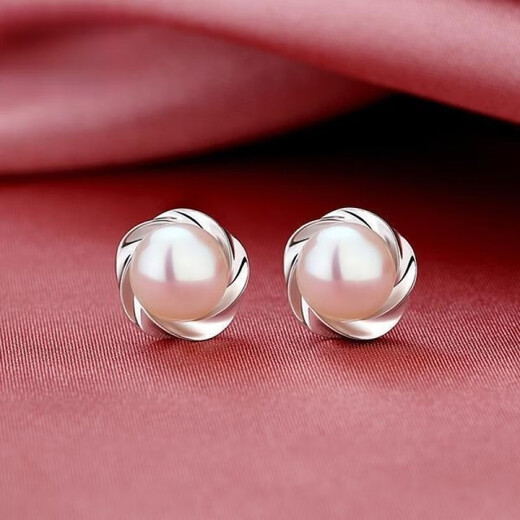 RSRDDY Old Phoenix Pearl Earrings Sterling Silver 999 Freshwater Pearl Earrings New Earrings Mother's Day Gift for Mom Sterling Silver Pearl Earrings Lao Fengxiang Same Style 1
