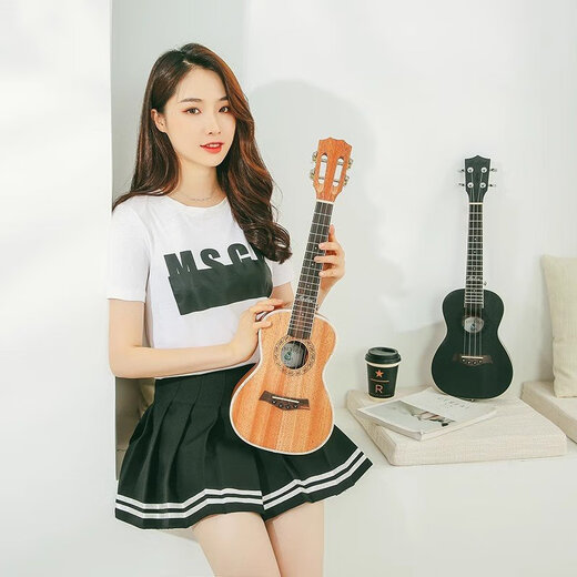Ibanezadl Furner Ukulele weibliche Anfänger Musikinstrument Kleiner Gitarrenstudent Kindergeschenk [Vektorboard] Hellbraune Handschutz + Vollzubehör + Plus Baumwolle 23 Zoll