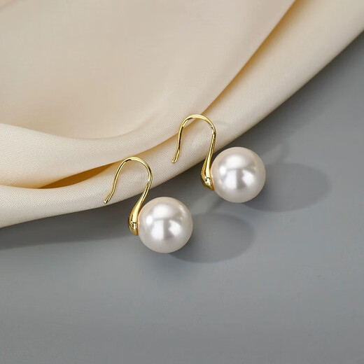 999 sterling silver high-heeled shoes pearl earrings for women, light luxury and high-end pierced earrings, Shijia crystal versatile earrings, 12MM Australian white pearls, silver ear hooks, a pair