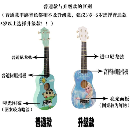 韩琴侠小吉他儿童尤克里里初学者入门少女生款学生21寸可爱图案木质乐器 灰色库洛咪 21英寸