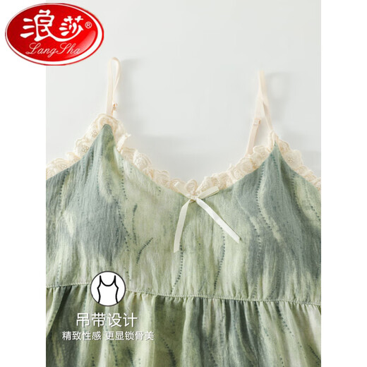 Langsha Suspender Nightgown avec pain de poitrine Summer Summer Coton pur coton pyjamas pure et sexy fille robe décontractée QM6623 M Single Taille