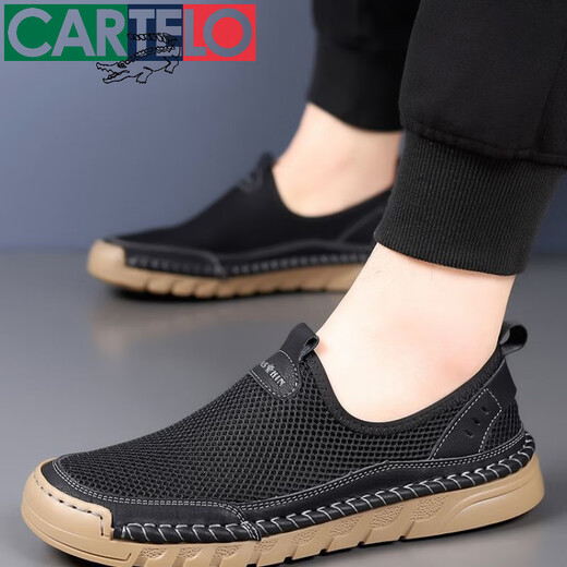 Cartelo sommer atmungsaktive Herren -Netzschuhe Sandalen neue Hohlschuhe Mesh Schuhe Unglücks lässige Outdoor Hollow Herrenschuhe 9196 Weiß Neues Produkt Promotion 42