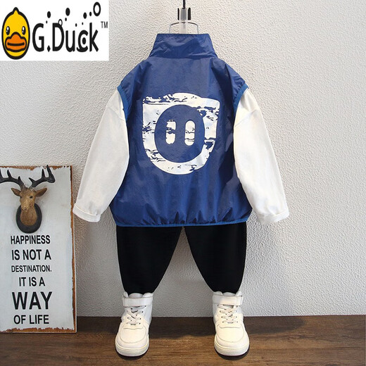 G.DUCKKIDS children's vest boy trendy handsome children's spring clothes trendy medium-sized children's baby spring and summer casual vest trendy blue 150 cm