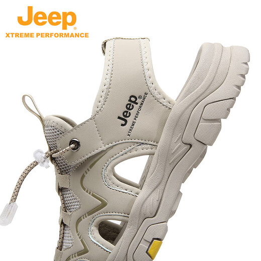 Jeep Jingdong Outlet Adult Men's and Women's Summer Baotou Anti-slip Sole Mesh Open Heel Beach Sandals Sand Color 44