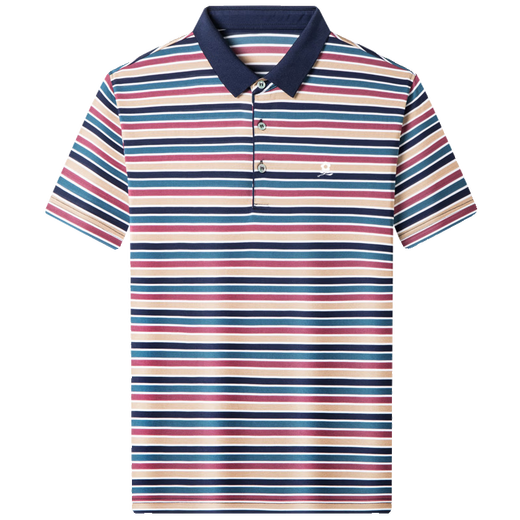 Mengtejiao Offizielles Flaggschiff für Männer mit 100 Mulberry Seide kurzärmeligte T-Shirt im mittleren Alter im mittleren Alter, der gelegentlich eishäutig ist, Striped Revers Polo Sweatshirt A829-rot M 165 Geeignet für 100-115jin [Jin gleich 0,5 kg]