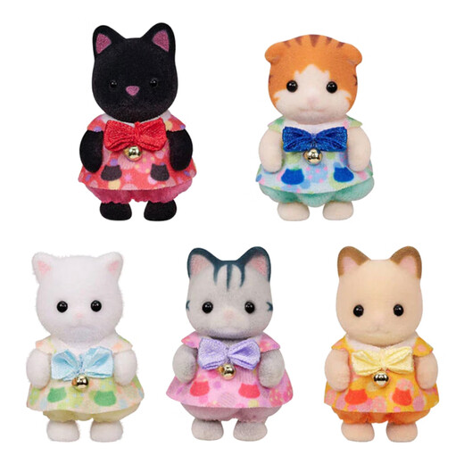 Sylvanische Familien (sylvanische Familien) Fünf Katze -Set, Babykatzesammlung, Spielzeugpuppen -Set für Spielen von House Girl